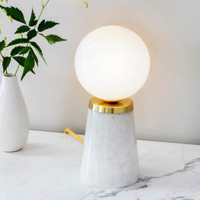 Otto Marble Table Lamp, White/Brass